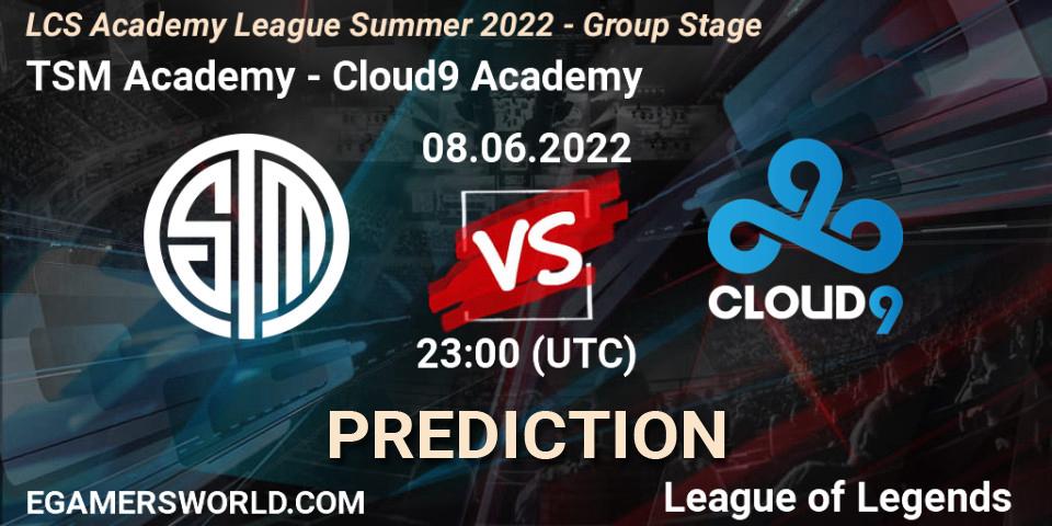 TSM Academy contre Cloud9 Academy : prédiction de match. 08.06.2022 at 22:15. LoL, LCS Academy League Summer 2022 - Group Stage