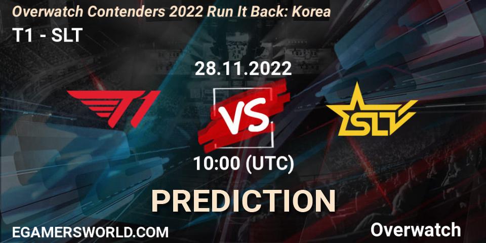 T1 contre SLT : prédiction de match. 28.11.22. Overwatch, Overwatch Contenders 2022 Run It Back: Korea