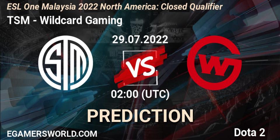 TSM contre Wildcard Gaming : prédiction de match. 29.07.22. Dota 2, ESL One Malaysia 2022 North America: Closed Qualifier