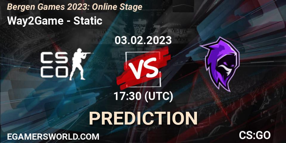 Way2Game contre Static : prédiction de match. 03.02.23. CS2 (CS:GO), Bergen Games 2023: Online Stage