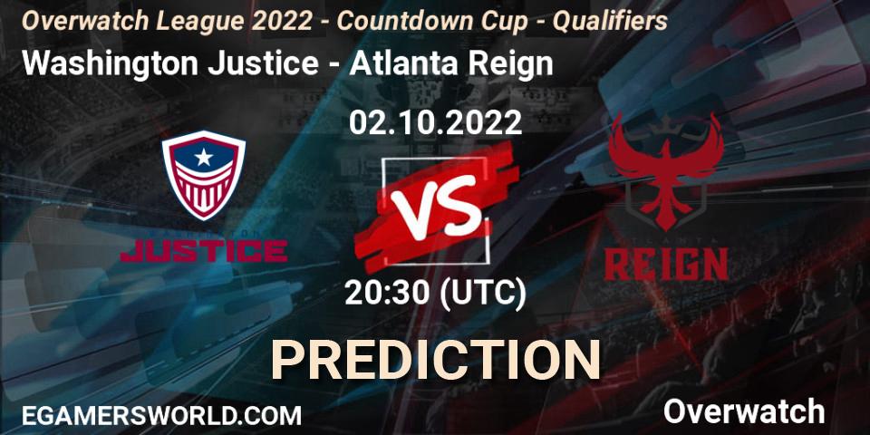 Washington Justice contre Atlanta Reign : prédiction de match. 02.10.22. Overwatch, Overwatch League 2022 - Countdown Cup - Qualifiers