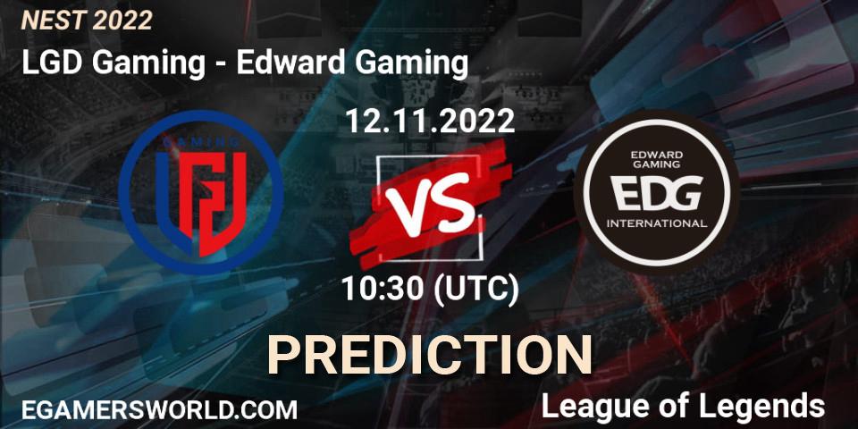LGD Gaming contre Edward Gaming : prédiction de match. 12.11.2022 at 11:58. LoL, NEST 2022