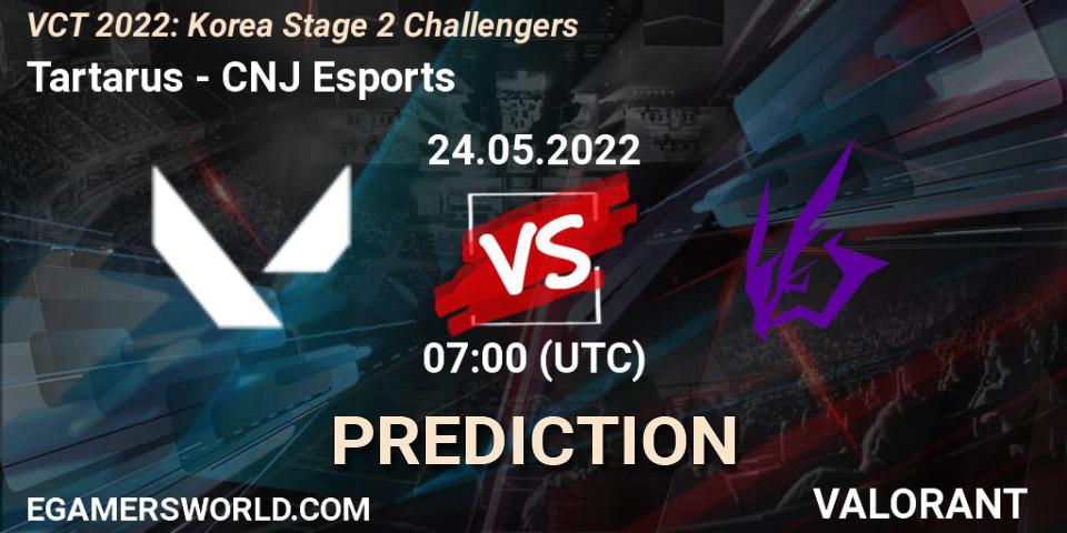 Tartarus contre CNJ Esports : prédiction de match. 24.05.2022 at 07:00. VALORANT, VCT 2022: Korea Stage 2 Challengers