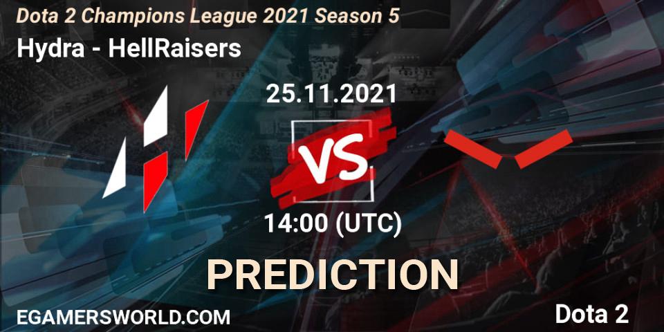 Hydra contre HellRaisers : prédiction de match. 25.11.21. Dota 2, Dota 2 Champions League 2021 Season 5