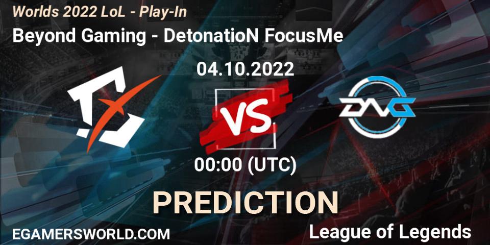 Beyond Gaming contre DetonatioN FocusMe : prédiction de match. 01.10.22. LoL, Worlds 2022 LoL - Play-In