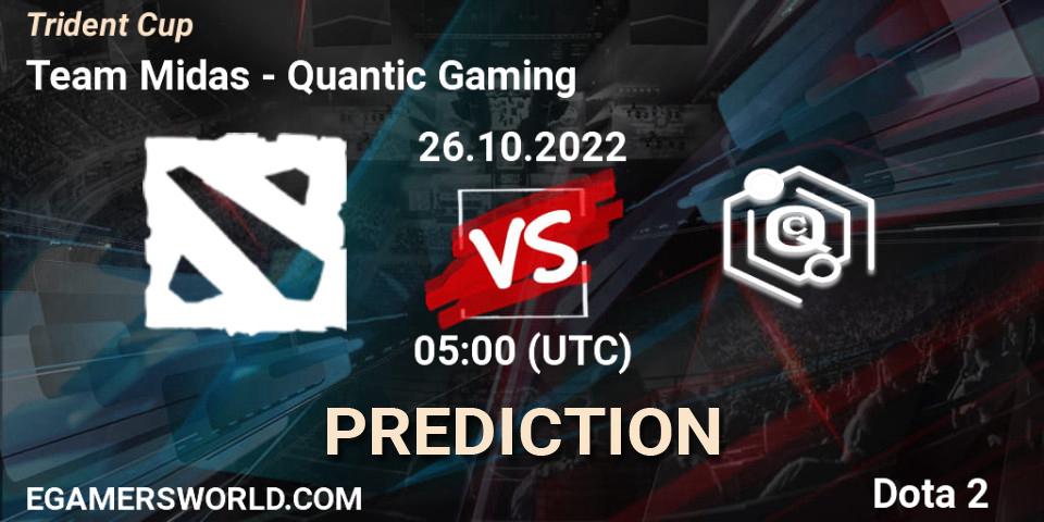 Team Midas contre Quantic Gaming : prédiction de match. 26.10.2022 at 04:59. Dota 2, Trident Cup