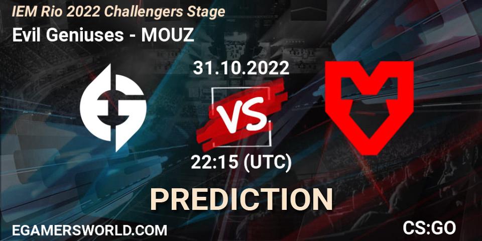 Evil Geniuses contre MOUZ : prédiction de match. 31.10.22. CS2 (CS:GO), IEM Rio 2022 Challengers Stage