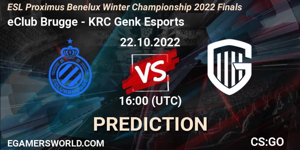 eClub Brugge contre KRC Genk Esports : prédiction de match. 22.10.2022 at 16:00. Counter-Strike (CS2), ESL Proximus Benelux Winter Championship 2022 Finals