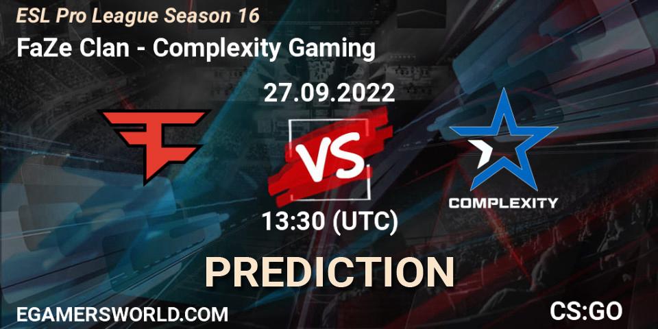 FaZe Clan contre Complexity Gaming : prédiction de match. 27.09.22. CS2 (CS:GO), ESL Pro League Season 16