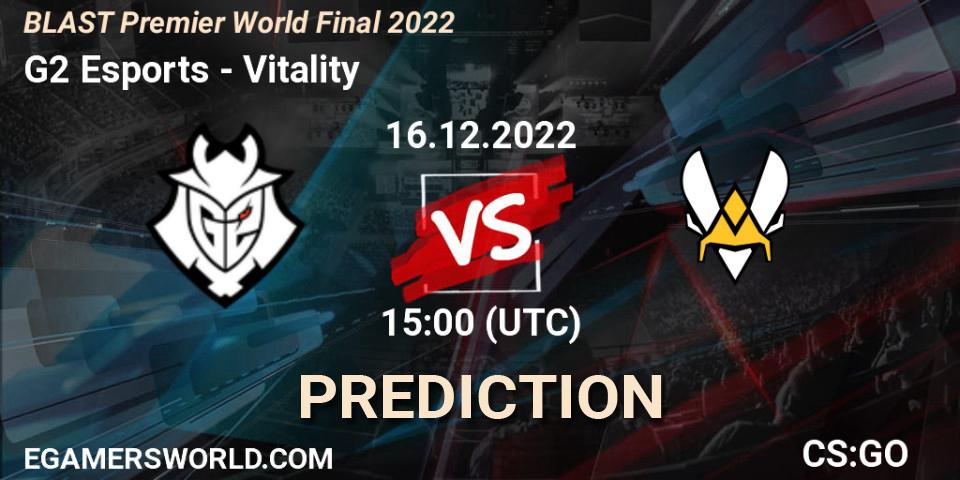 G2 Esports contre Vitality : prédiction de match. 16.12.22. CS2 (CS:GO), BLAST Premier World Final 2022