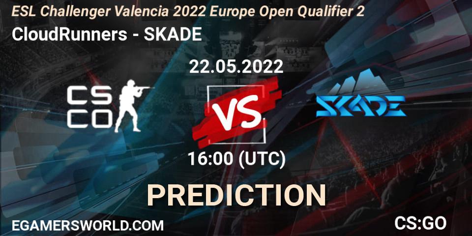CloudRunners contre SKADE : prédiction de match. 22.05.2022 at 16:05. Counter-Strike (CS2), ESL Challenger Valencia 2022 Europe Open Qualifier 2