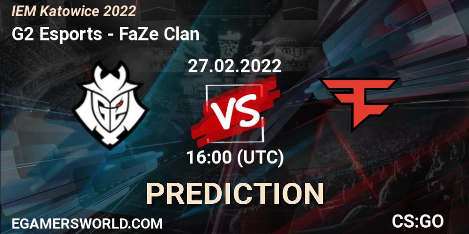 G2 Esports contre FaZe Clan : prédiction de match. 27.02.2022 at 16:00. Counter-Strike (CS2), IEM Katowice 2022