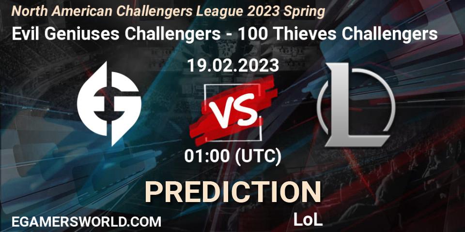 Evil Geniuses Challengers contre 100 Thieves Challengers : prédiction de match. 19.02.23. LoL, NACL 2023 Spring - Group Stage
