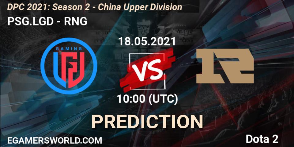 PSG.LGD contre RNG : prédiction de match. 18.05.2021 at 09:55. Dota 2, DPC 2021: Season 2 - China Upper Division