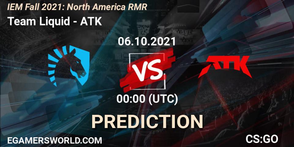 Team Liquid contre ATK : prédiction de match. 06.10.2021 at 00:15. Counter-Strike (CS2), IEM Fall 2021: North America RMR