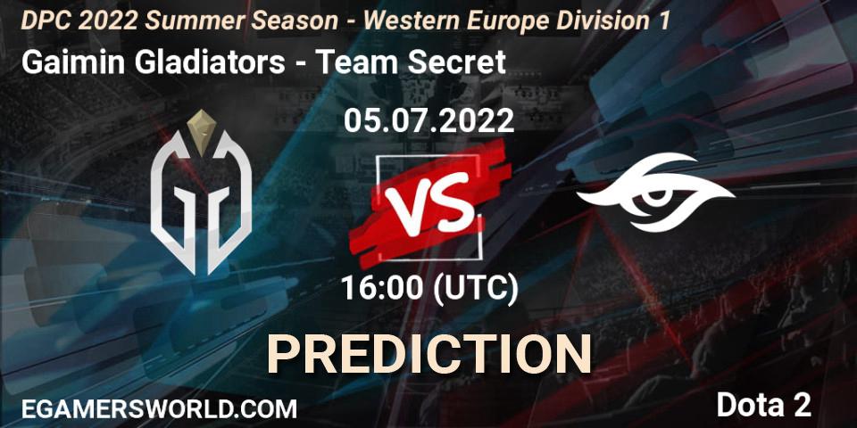 Gaimin Gladiators contre Team Secret : prédiction de match. 05.07.2022 at 15:56. Dota 2, DPC WEU 2021/2022 Tour 3: Division I