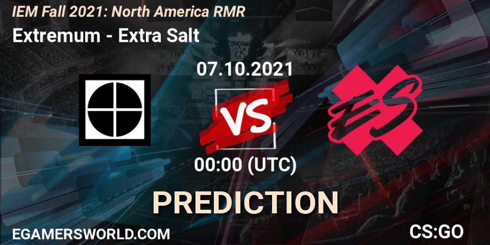 Extremum contre Extra Salt : prédiction de match. 07.10.21. CS2 (CS:GO), IEM Fall 2021: North America RMR