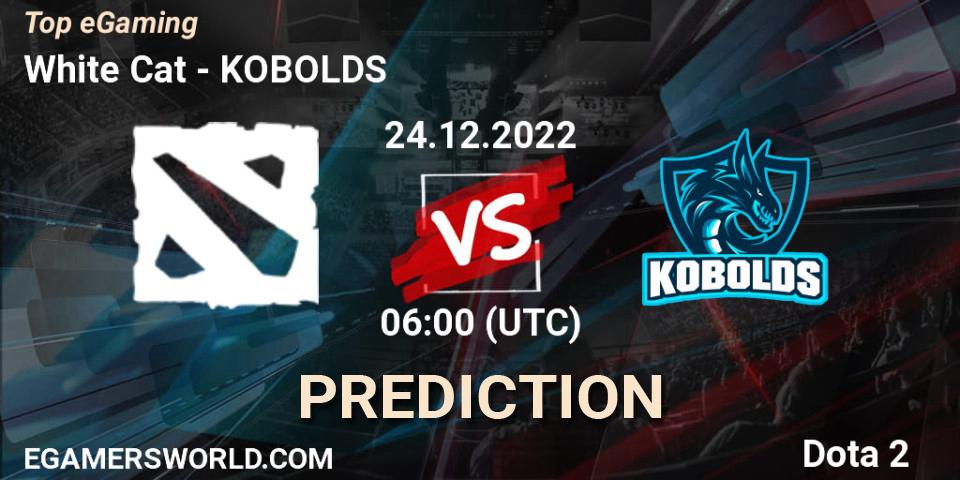 White Cat contre KOBOLDS : prédiction de match. 24.12.2022 at 06:08. Dota 2, Top eGaming