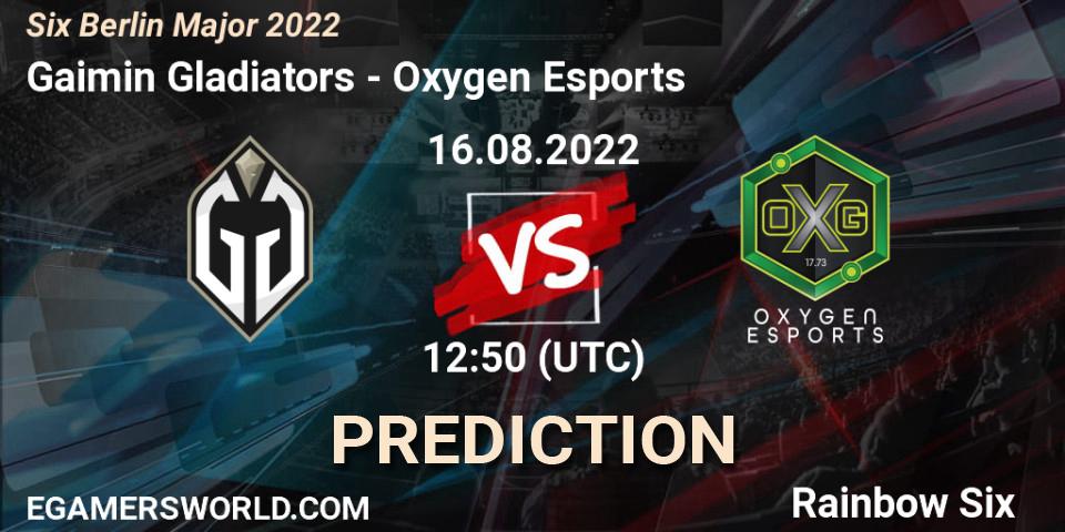 Gaimin Gladiators contre Oxygen Esports : prédiction de match. 16.08.2022 at 12:50. Rainbow Six, Six Berlin Major 2022