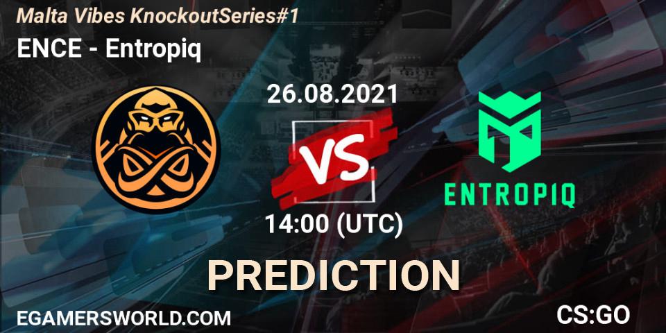 ENCE contre Entropiq : prédiction de match. 26.08.2021 at 14:00. Counter-Strike (CS2), Malta Vibes Knockout Series #1