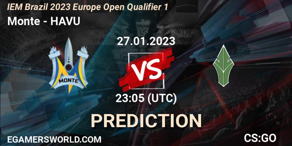 Monte contre HAVU : prédiction de match. 28.01.23. CS2 (CS:GO), IEM Brazil Rio 2023 Europe Open Qualifier 1