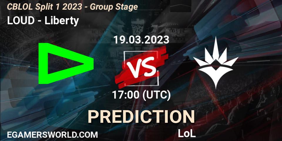 LOUD contre Liberty : prédiction de match. 19.03.2023 at 17:00. LoL, CBLOL Split 1 2023 - Group Stage