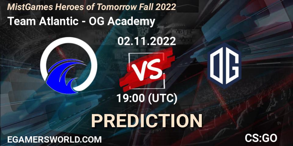 Team Atlantic contre OG Academy : prédiction de match. 02.11.2022 at 19:00. Counter-Strike (CS2), MistGames Heroes of Tomorrow Fall 2022