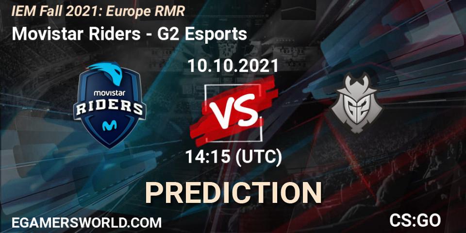 Movistar Riders contre G2 Esports : prédiction de match. 10.10.2021 at 15:20. Counter-Strike (CS2), IEM Fall 2021: Europe RMR