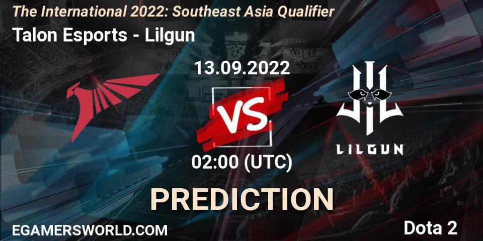 Talon Esports contre Lilgun : prédiction de match. 13.09.22. Dota 2, The International 2022: Southeast Asia Qualifier