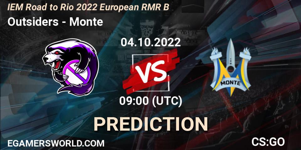 Outsiders contre Monte : prédiction de match. 04.10.22. CS2 (CS:GO), IEM Road to Rio 2022 European RMR B