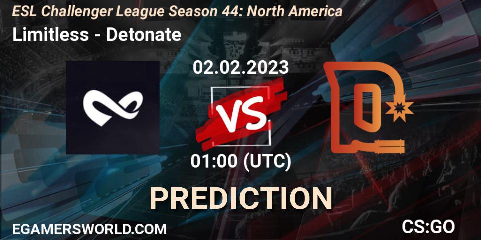 Limitless contre Detonate : prédiction de match. 02.03.23. CS2 (CS:GO), ESL Challenger League Season 44: North America