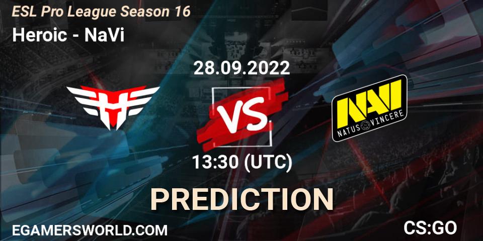 Heroic contre NaVi : prédiction de match. 28.09.22. CS2 (CS:GO), ESL Pro League Season 16