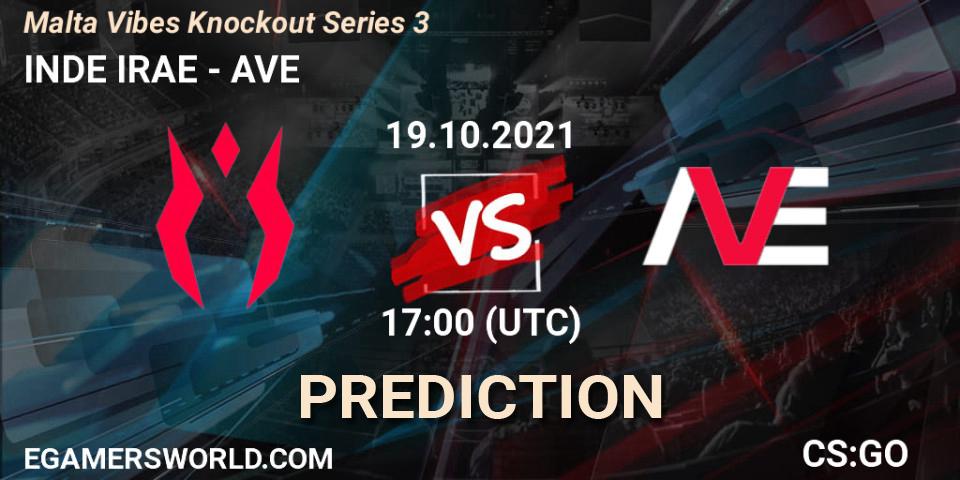 INDE IRAE contre AVE : prédiction de match. 19.10.2021 at 17:00. Counter-Strike (CS2), Malta Vibes Knockout Series 3