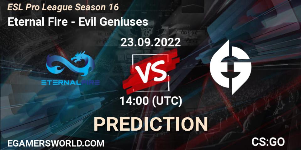 Eternal Fire contre Evil Geniuses : prédiction de match. 23.09.22. CS2 (CS:GO), ESL Pro League Season 16
