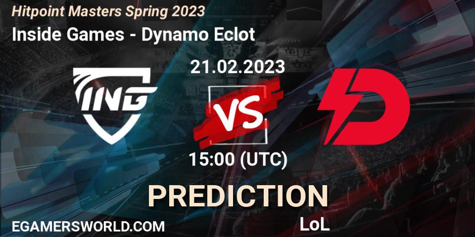 Inside Games contre Dynamo Eclot : prédiction de match. 21.02.23. LoL, Hitpoint Masters Spring 2023