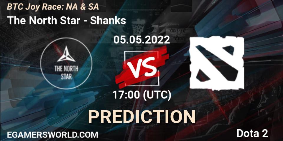 The North Star contre Shanks : prédiction de match. 05.05.2022 at 17:08. Dota 2, BTC Joy Race: NA & SA
