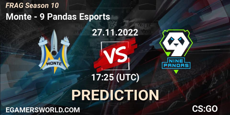 Monte contre 9 Pandas Esports : prédiction de match. 27.11.2022 at 17:20. Counter-Strike (CS2), FRAG Season 10
