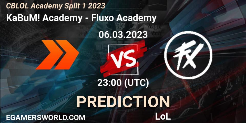 KaBuM! Academy contre Fluxo Academy : prédiction de match. 06.03.2023 at 23:00. LoL, CBLOL Academy Split 1 2023