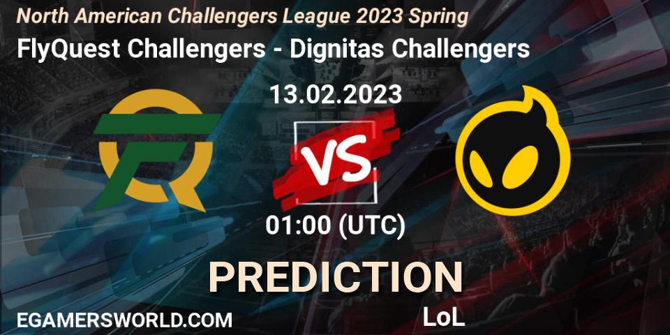 FlyQuest Challengers contre Dignitas Challengers : prédiction de match. 13.02.2023 at 00:45. LoL, NACL 2023 Spring - Group Stage