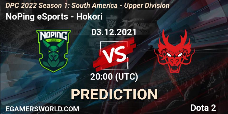 NoPing eSports contre Hokori : prédiction de match. 03.12.2021 at 20:16. Dota 2, DPC 2022 Season 1: South America - Upper Division