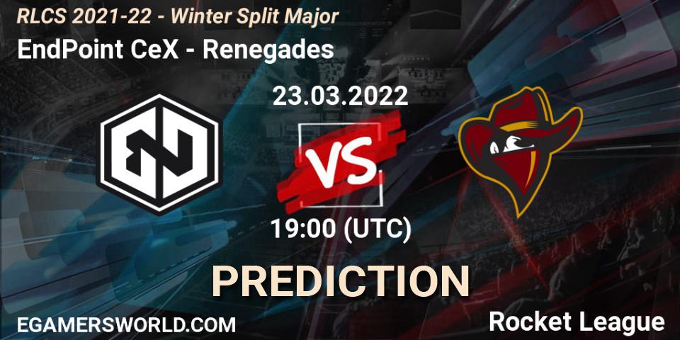 EndPoint CeX contre Renegades : prédiction de match. 23.03.2022 at 19:00. Rocket League, RLCS 2021-22 - Winter Split Major