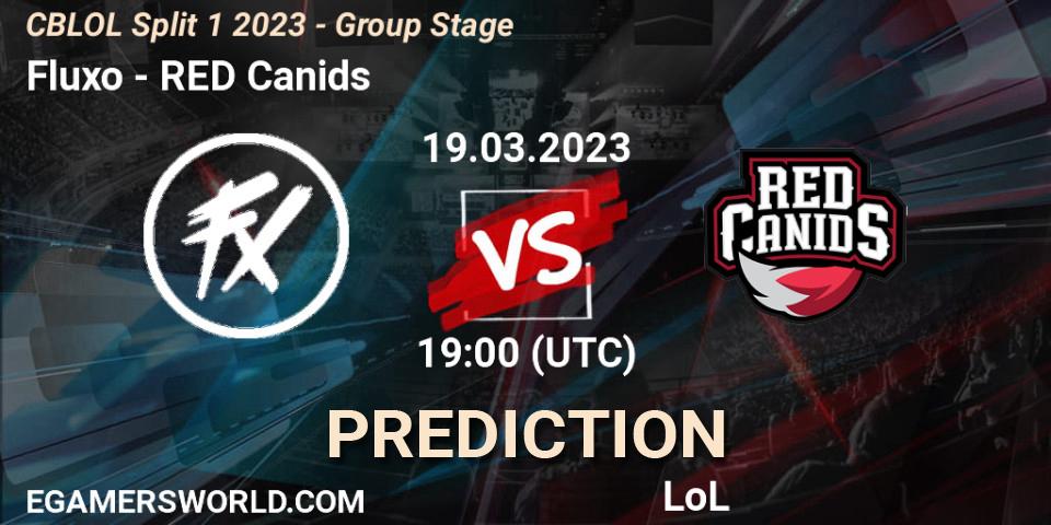 Fluxo contre RED Canids : prédiction de match. 19.03.2023 at 19:00. LoL, CBLOL Split 1 2023 - Group Stage