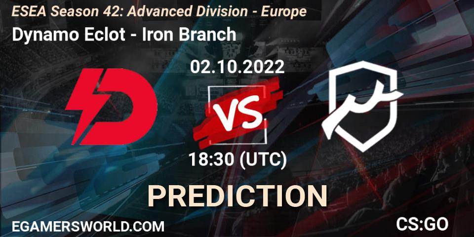 Dynamo Eclot contre Iron Branch : prédiction de match. 02.10.2022 at 16:10. Counter-Strike (CS2), ESEA Season 42: Advanced Division - Europe