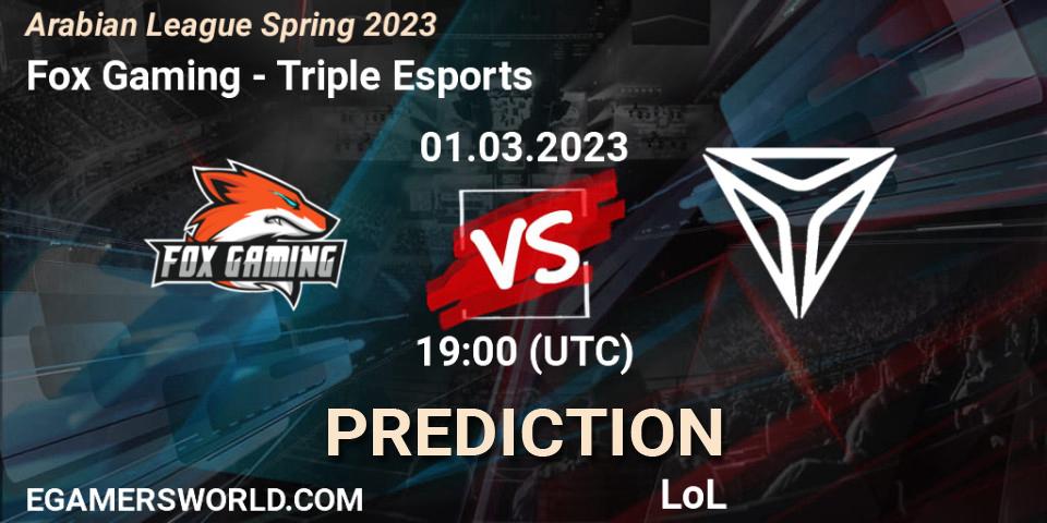 Fox Gaming contre Triple Esports : prédiction de match. 08.02.23. LoL, Arabian League Spring 2023