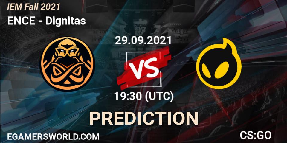 ENCE contre Dignitas : prédiction de match. 29.09.2021 at 20:25. Counter-Strike (CS2), IEM Fall 2021: Europe RMR