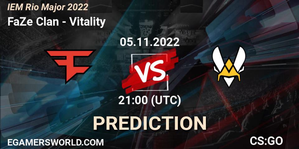 FaZe Clan contre Vitality : prédiction de match. 05.11.2022 at 22:45. Counter-Strike (CS2), IEM Rio Major 2022