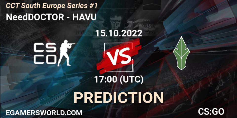 NeedDOCTOR contre HAVU : prédiction de match. 15.10.2022 at 17:00. Counter-Strike (CS2), CCT South Europe Series #1