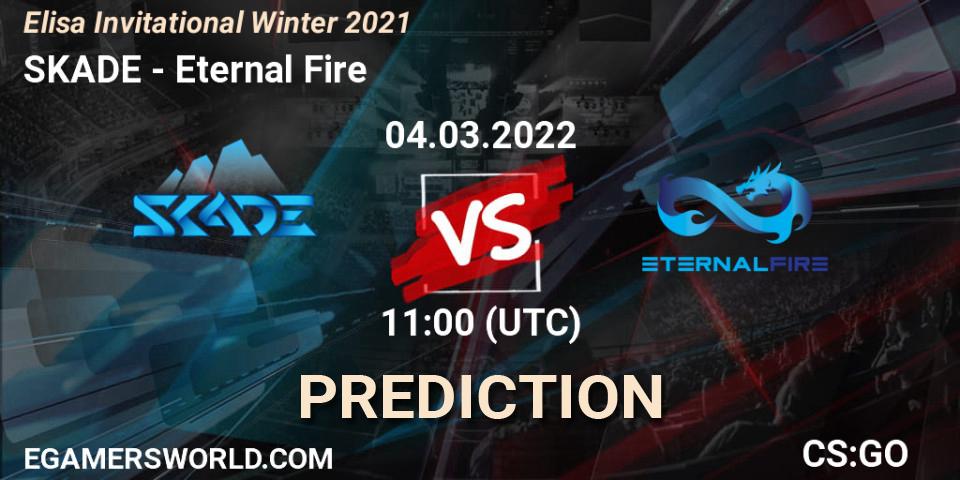 SKADE contre Eternal Fire : prédiction de match. 04.03.2022 at 11:00. Counter-Strike (CS2), Elisa Invitational Winter 2021