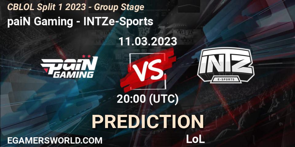 paiN Gaming contre INTZ e-Sports : prédiction de match. 11.03.2023 at 20:10. LoL, CBLOL Split 1 2023 - Group Stage