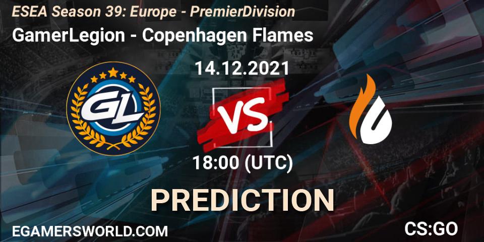 GamerLegion contre Copenhagen Flames : prédiction de match. 14.12.2021 at 18:00. Counter-Strike (CS2), ESEA Season 39: Europe - Premier Division